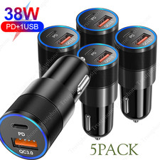 5X PD USB Type-C 38W Fast Car Charger Adapter Plug Lot For iPhone17 16 Android