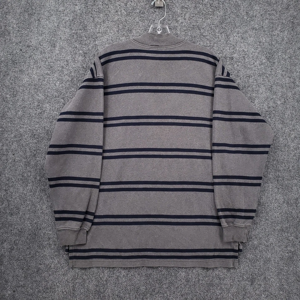 Sudadera DE COLECCIÓN Brooks Brothers Para Hombres XL Gris Rayas Cuello Simulado Pullover Foto 2 de 4