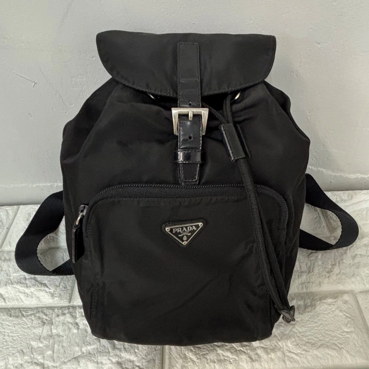 PRADA Logo Tessuto Mini Back Pack Bag Nylon Black SHW Italy 70MA404 PRADA Tessuto Nylon Sport Mini Shoulder Bag Black w  main image 3