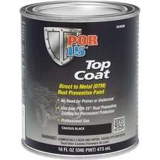 POR-15 Top Coat; UV Resistant DTM Paint; Chassis Black; 1 Pint