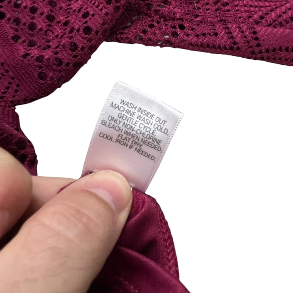 Dana Buchman 束腰上衣女式 XL 勃艮第图案蕾丝装饰弹力套衫 — 第 4/4 张图片