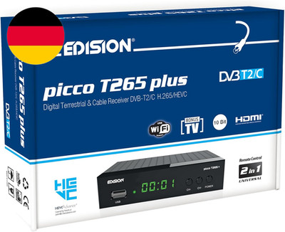 EDISION Picco T265 plus Terrestrischer DVB-T2 & Kabel-Receiver DVB-C H.265 HEVC 