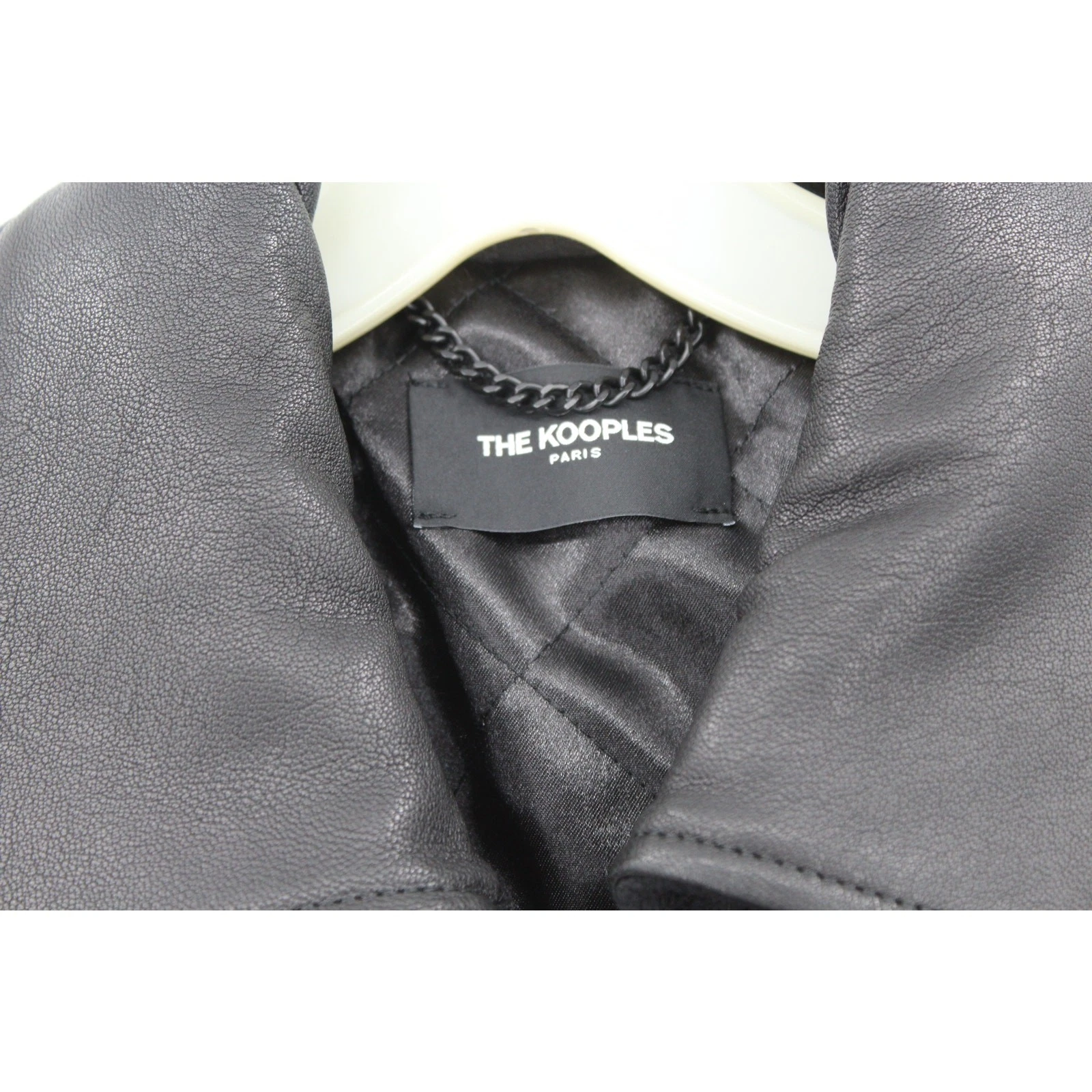 The Kooples Mens Wool Bomber Jacket Lambskin Leather Trim Size Medium NEW Black - product detail image 3