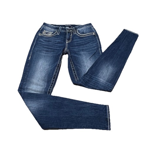 Vigoss Heritage Mid Rise Skinny Stretch Distressed Blue Jeans Women's Size 2 EUC