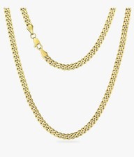 18k Gold Plated Designer 6mm Unisex Curb Cuban Chain Necklace 46cm 18". Gift Bag