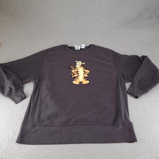Disney Store Tigger Sweatshirt Mens Large Black Crewneck Fleece Pullover Pooh