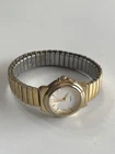 Vintage Quartz Gold Tone Womens Watch with Stretch Band and new battery