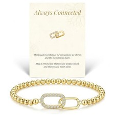 Beaded Bracelets Gifts for Women 14K Gold Silver Charm Bracelet Gold-Link