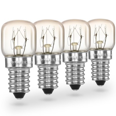 Backofenlampe E14 15W hitzebeständig bis 300 Grad (2700K warmweiß 85lm), 4 Stück