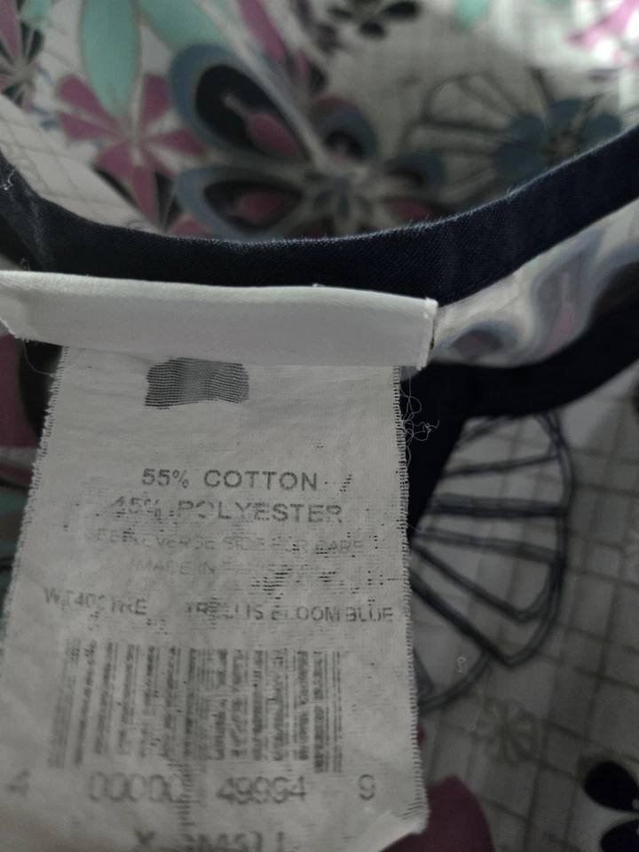 Blusa Médica UA Talla XS-Azul Marino/Púrpura/Aqua Floral-Pecho 19"/L 25.5" Foto 4 de 4