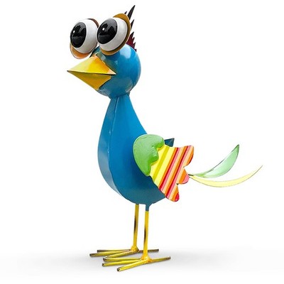 Colorful Metal Rooster Garden Statue, Wacky Outdoor Animal Statues, Weather-R