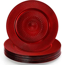 12 Pack Red Charger Plates, 13-inch Beaded Chargers Plates, Wedding Charger Plat