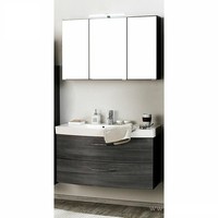 BadmöBel Waschplatz Set Eiche Graphit 100Cm Waschtisch Spiegelschrank Badezimmer