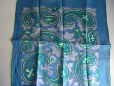 Vintage floral Hankerchief - Pure Linen Hand Rolled