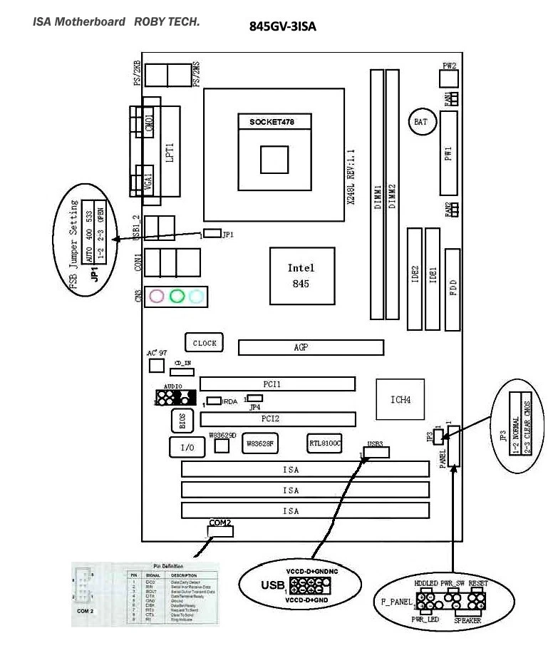 845 GV Mainboard 3 ISA Slots 2 PCI Interface 845 845G Motherboard IPC Computer - Image 4 of 4