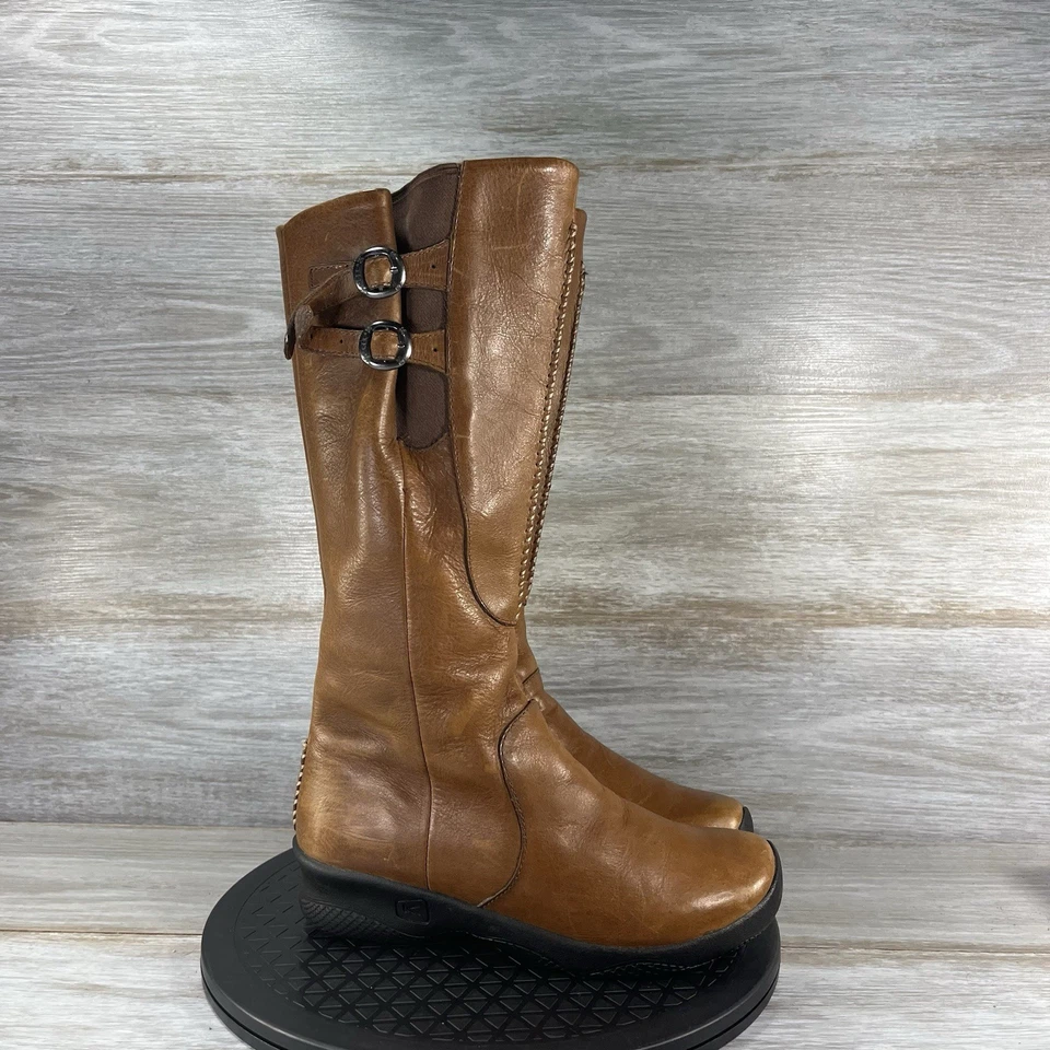 Fivela de ajuste Keen feminina Bern Baby impermeável couro marrom bronzeado com zíper tamanho 6.5 - Imagem 3 de 4