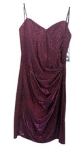 BCX Women's Size 13 Bordeaux Burgundy Glitter Shimmer Ruched Party Dress NWT