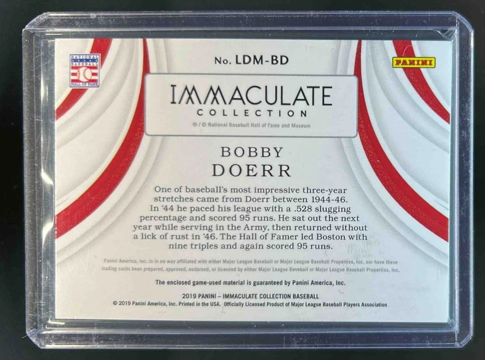 2019 Immaculate Bobby Doerr Legends Dual Materials Bat #36/49 Red Sox - Image 2 of 2
