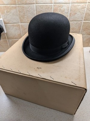 Herbert Johnson schwarz Vintage Bowler Cola Derby Hutschachtel. Neue Bond Street. Größe 7