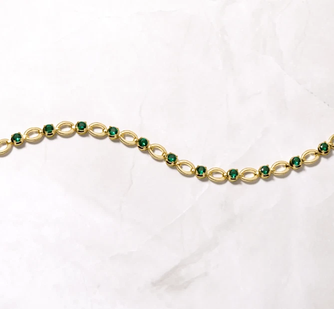 Emerald Bracelet For Women 3.5 CT Certified Gemstone with 14k Gold Plated - Image 3 of 4