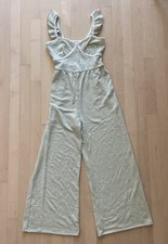 Anthropologie Caution To The Wind Small Jumpsuit Tank Top Green Wide Leg