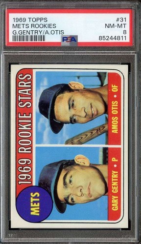 1969 Topps #31 Gary Gentry/Amos Otis PSA 8 (RC) Mets Mets Rookies *INVAJ987 - Bild 1 von 2
