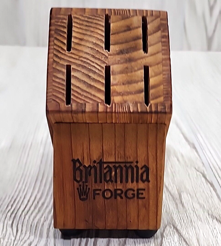Britannia Forge Knife Wooden Block 6 slots 5.5" T x 6" W - Picture 2 of 14