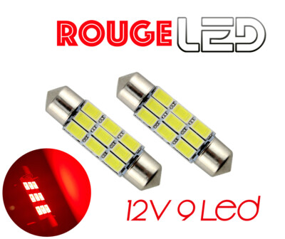 2 Shuttle Resistance Bulbs c10w 41MM 41mm 8 LED Red Cabin Ceiling