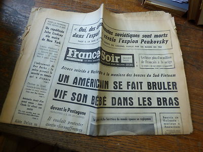 France-Soir 4 November 1965 / Ein Américain Brannte Pink - Spy Penkovsky