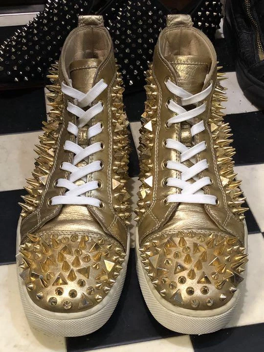 Christian Louboutin Louis Pikpik Gold Spike Sneakers Men's EU Size  43.5