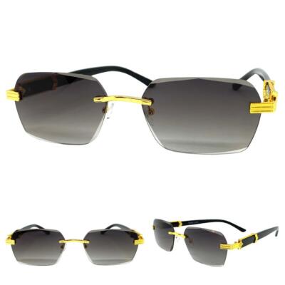 CLASSY Elegant Sophisticated Modern Retro SUN GLASSES Gold Metal‎ Rimless Frame CLASSY Elegant Sophisticated Retro SUN GLASSES Rimless Gold  main image 2