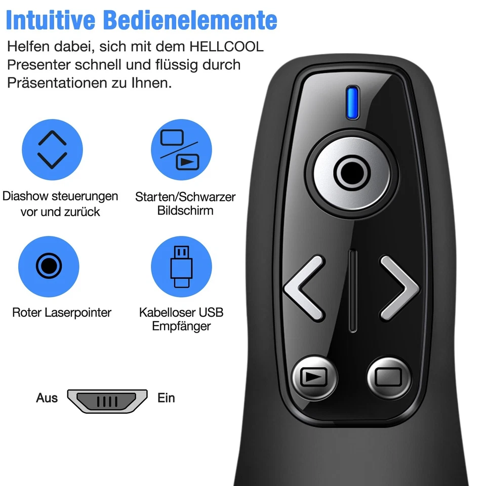 Presenter USB C 2.4GHz Wireless Fernbedienung für Windows/Mac/PowerPoint/Keynote - Bild 2 von 4