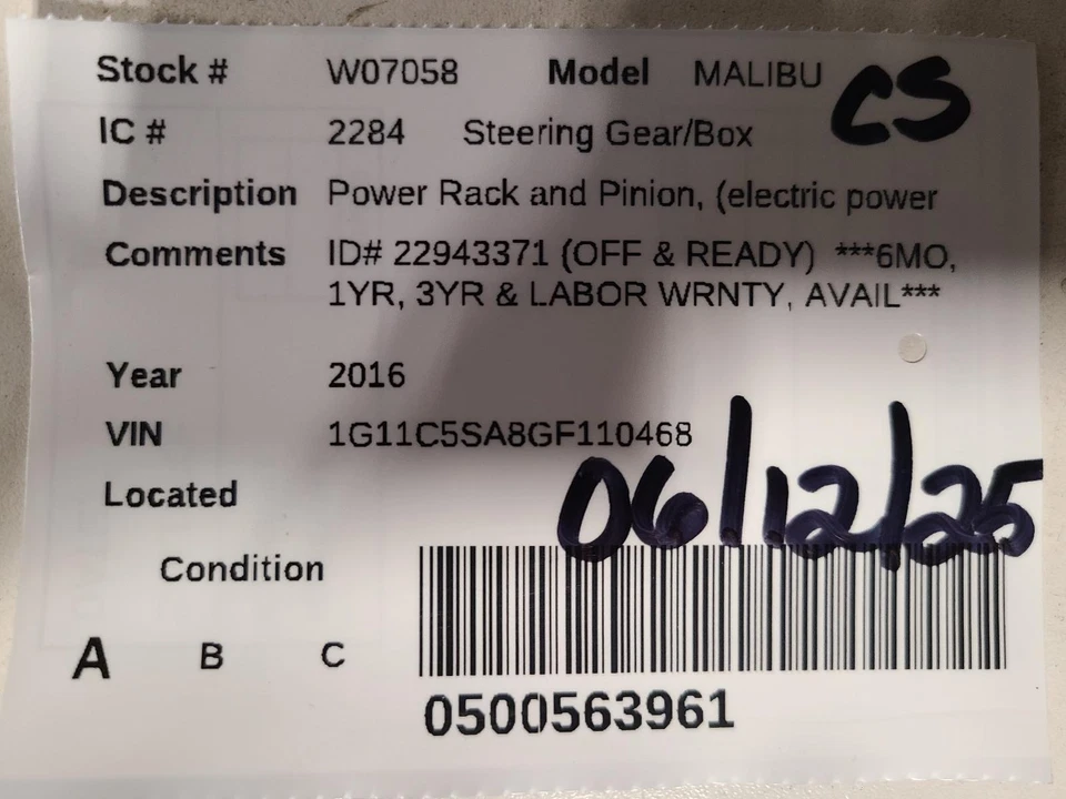 Used Rack and Pinion Assembly fits: 2016 Chevrolet Malibu Power Rack and Pinion Foto 4 de 4