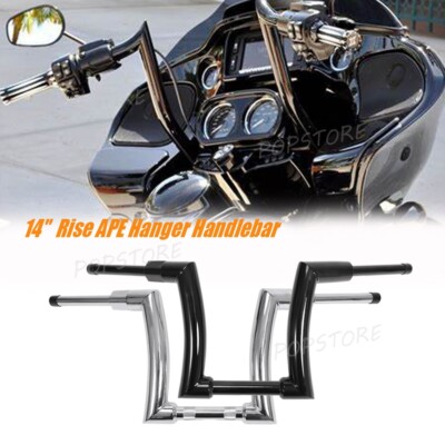 OUMURS Meathook Ape Hanger Handlebar For Harley Touring Electra Glide 1986-2023 – 10/12/14 Inch Rise