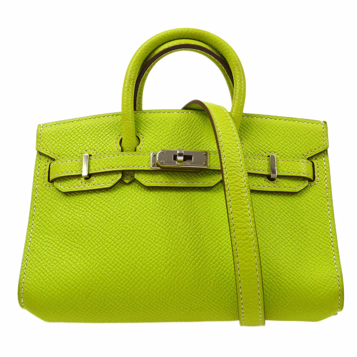 HERMES TINY BIRKIN 15 2way Mini Hand Bag purse Kiwi Veau Epsom ☐N 52MN  81296