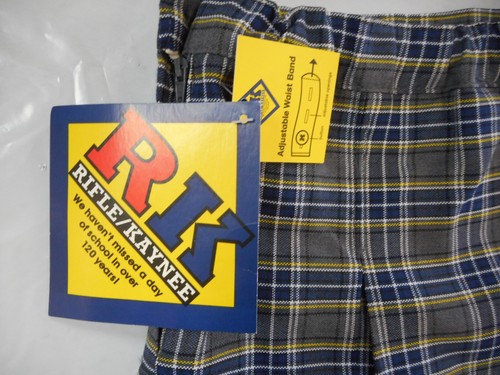 Girls R/K Blue & Gray Plaid Kick Pleat Uniform Skirt Reg. & Teen Sz 6 - 18 Teen - Picture 4 of 5