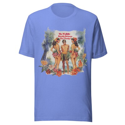 Vintage Hawaii Shirt - All Sizes - WAIKIKI SNEAKY - FUNNY  - 80's - HEATHER BLUE