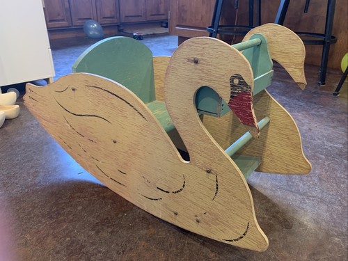 Vintage 1930's Mengel Playthings Wooden Swan Rocking Horse - 第 7/11 張圖片