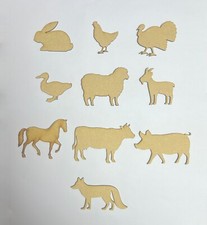 Wooden MDF Farm Animal Shapes Craft Blank Decorations Embellishments