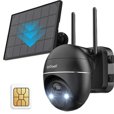 ieGeek Outdoor 4G LTE Cellular Security Camera ,Pan Tilt, Wireless Solar Powered