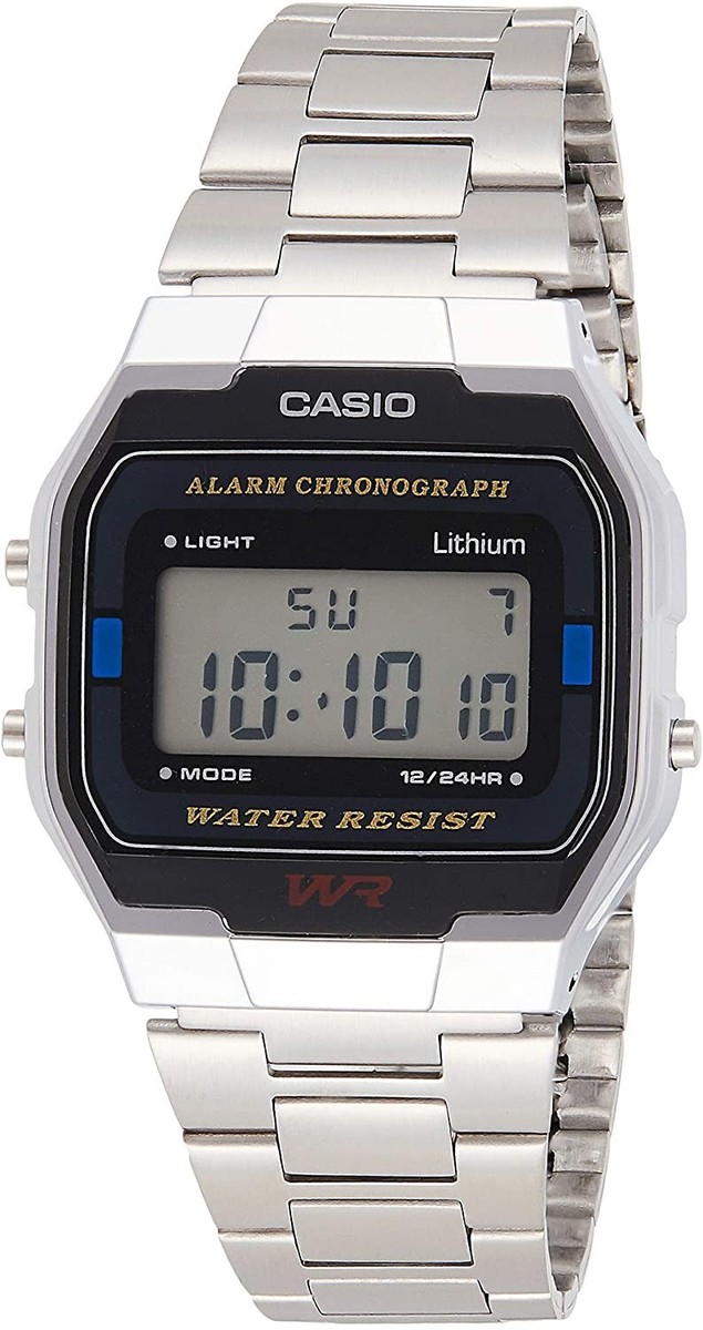 Casio Retro A163WA-1QES Horloge Silver Stainless Steel Watch
