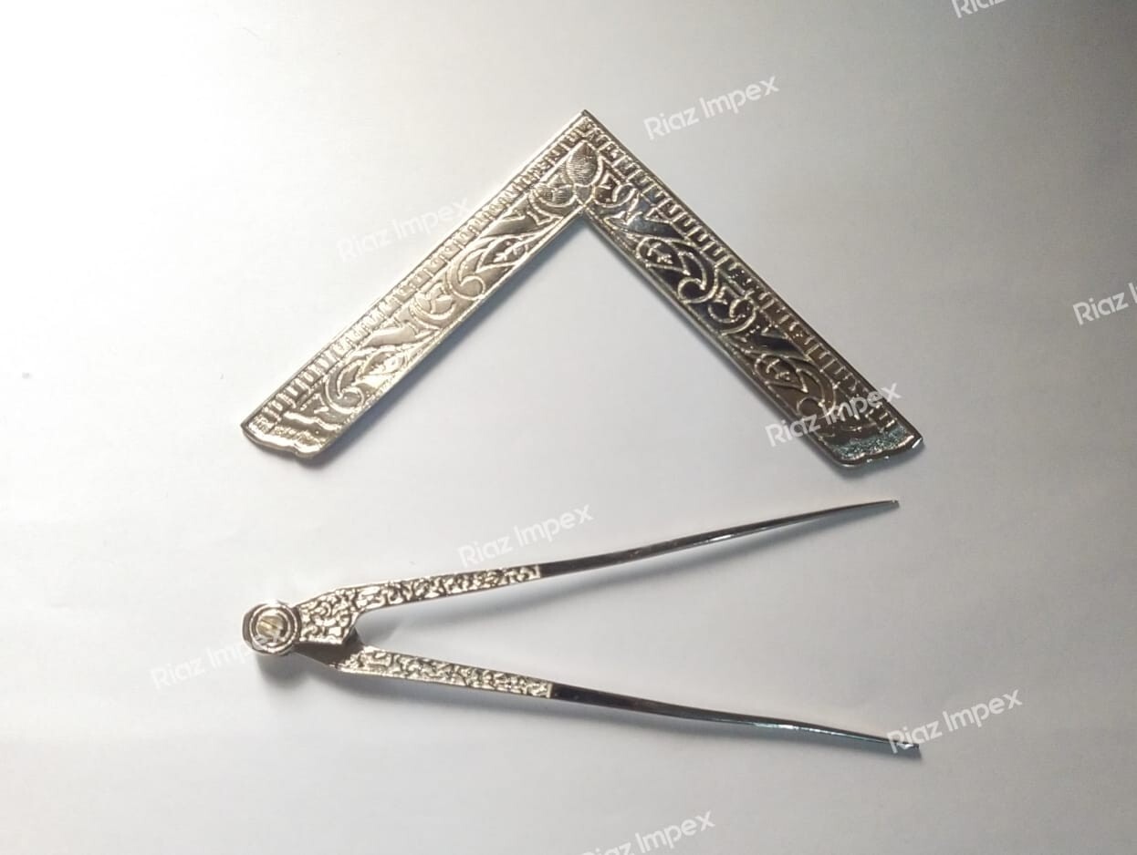 Masonic Lodge Ceremonial SILVER 6" LARGE Square and Compass For Bible