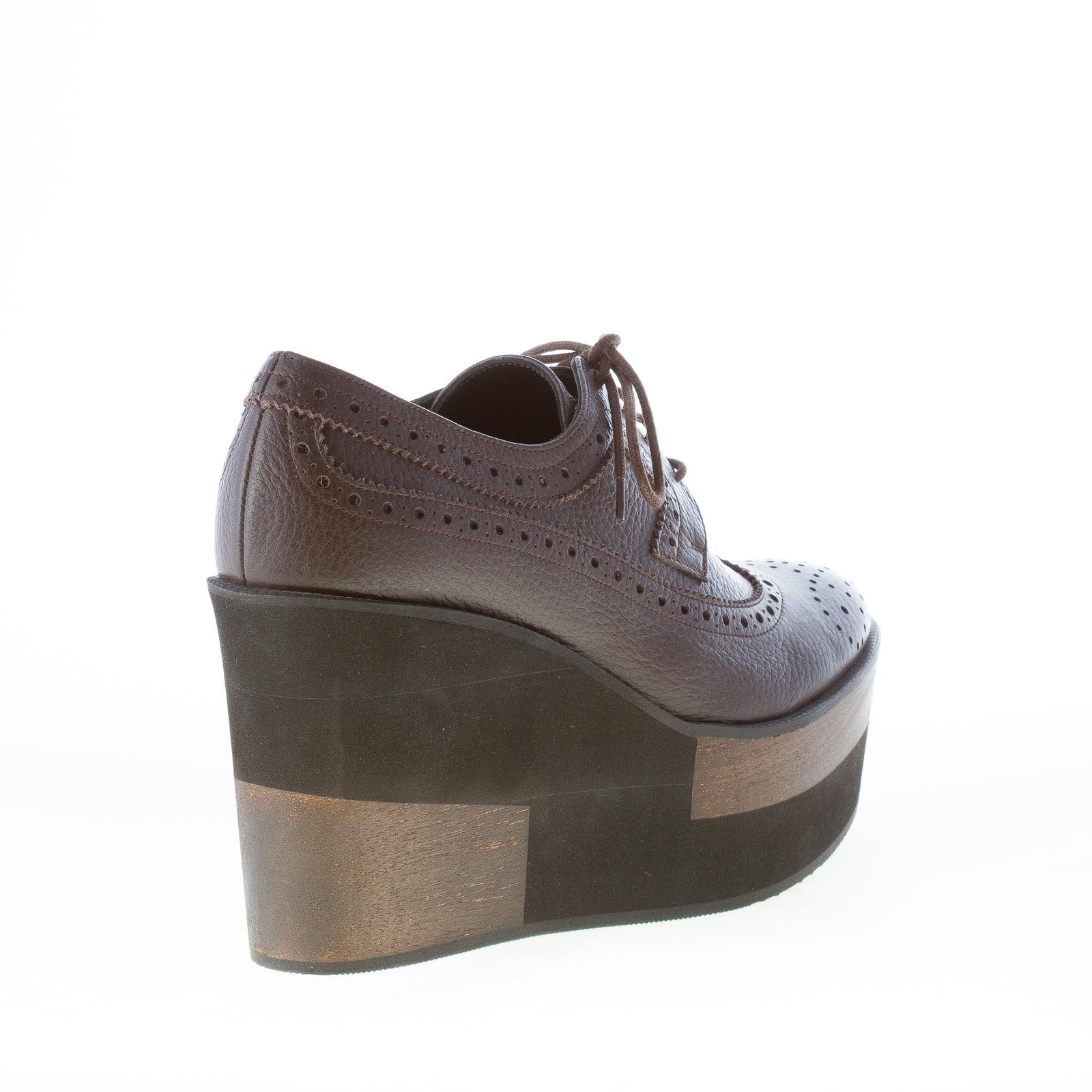 PALOMA BARCELO' women shoes Brown pebbled leather leather leather Carolina lace up maxi-wedge 7968a5 PALOMA BARCELO' women shoes Brown pebbled leather leather leather Carolina lace up maxi-wedge 7968a5