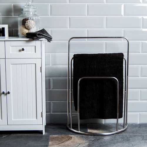 3 Tier Towel Rail Rack Holder Bar Stainless Steel Bathroom Storage Curved Base