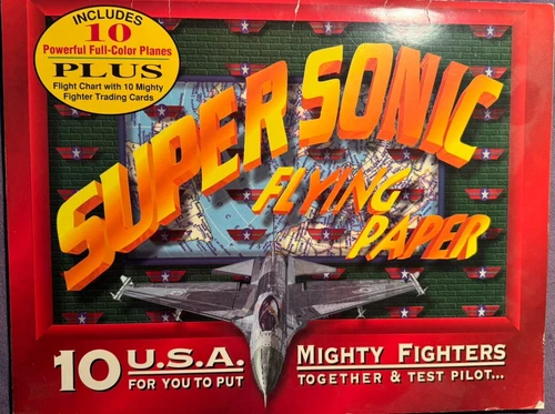 Super Sonic Flying Paper Plane Kit Fold And Fly - 10 USA Mighty Fighters