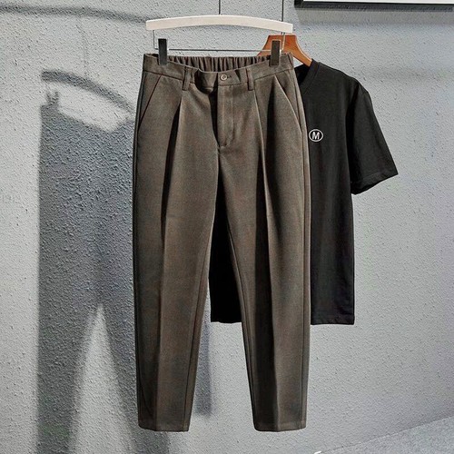 Winter Thick Suit Pants Men Straight Woolen Cloth Brown Black Trousers Males - Picture 20 of 32