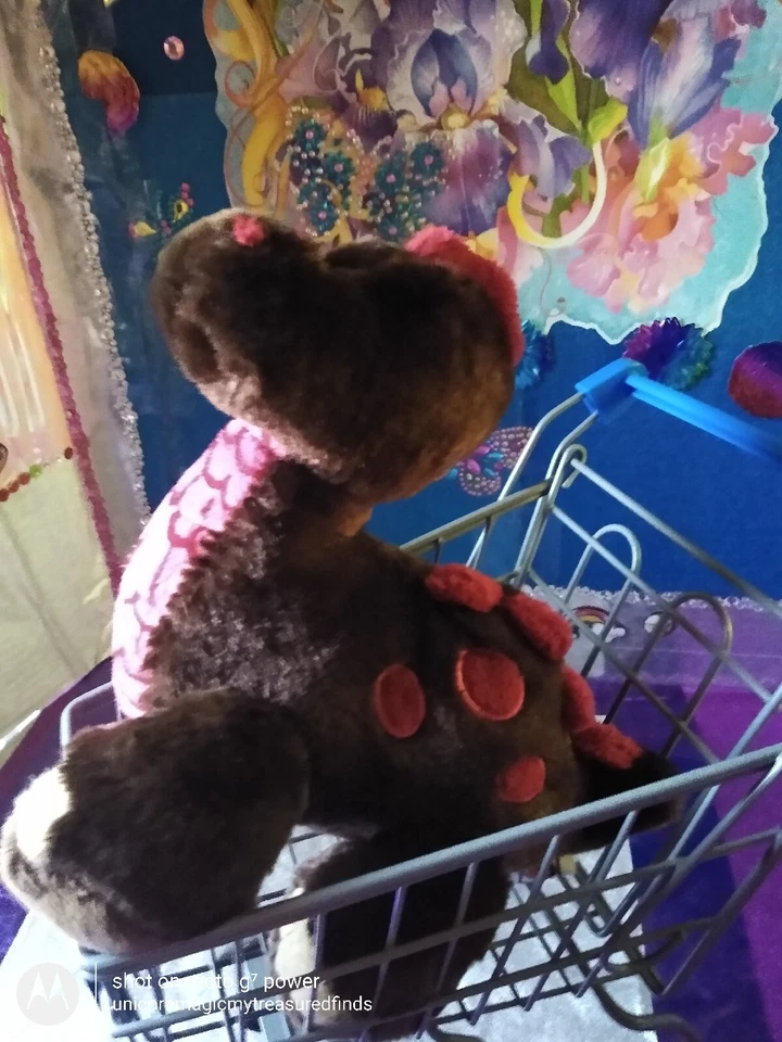 🦄Ganz / Webkinz "Cocoa Dinosaur" Brown w/Pink Color Dots HM338 9.5" Plush! - Image 4 of 4