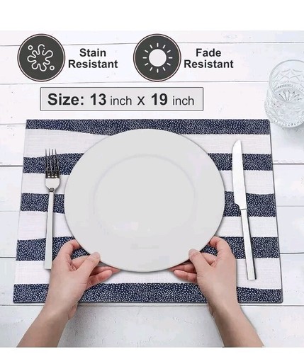 Ruvanti Placemats for Dinning Table. 100% Cotton 13x19 Placemats Set of 12 - Picture 4 of 4