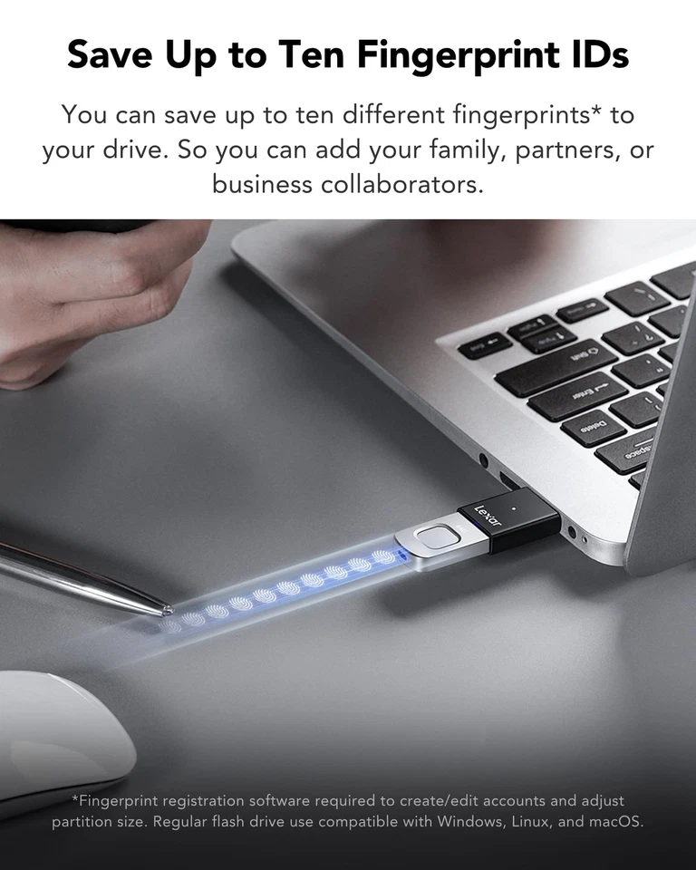 JumpDrive Fingerprint F35 Pro Clé USB 3.0 64 Go jusqu'à 300 Mo/s en lecture/1... - Photo 3/4