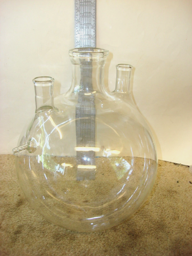 Chemistry Flask, Lab Glass, Round Bottom, 3 neck, 4 port, 12000ML 12L - Picture 2 of 3